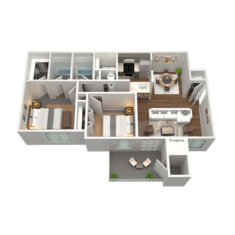 2 Bed 2 Bath Floor Plan | 1,092 Sq. Ft. at The Annaline in Nashville, TN 37217